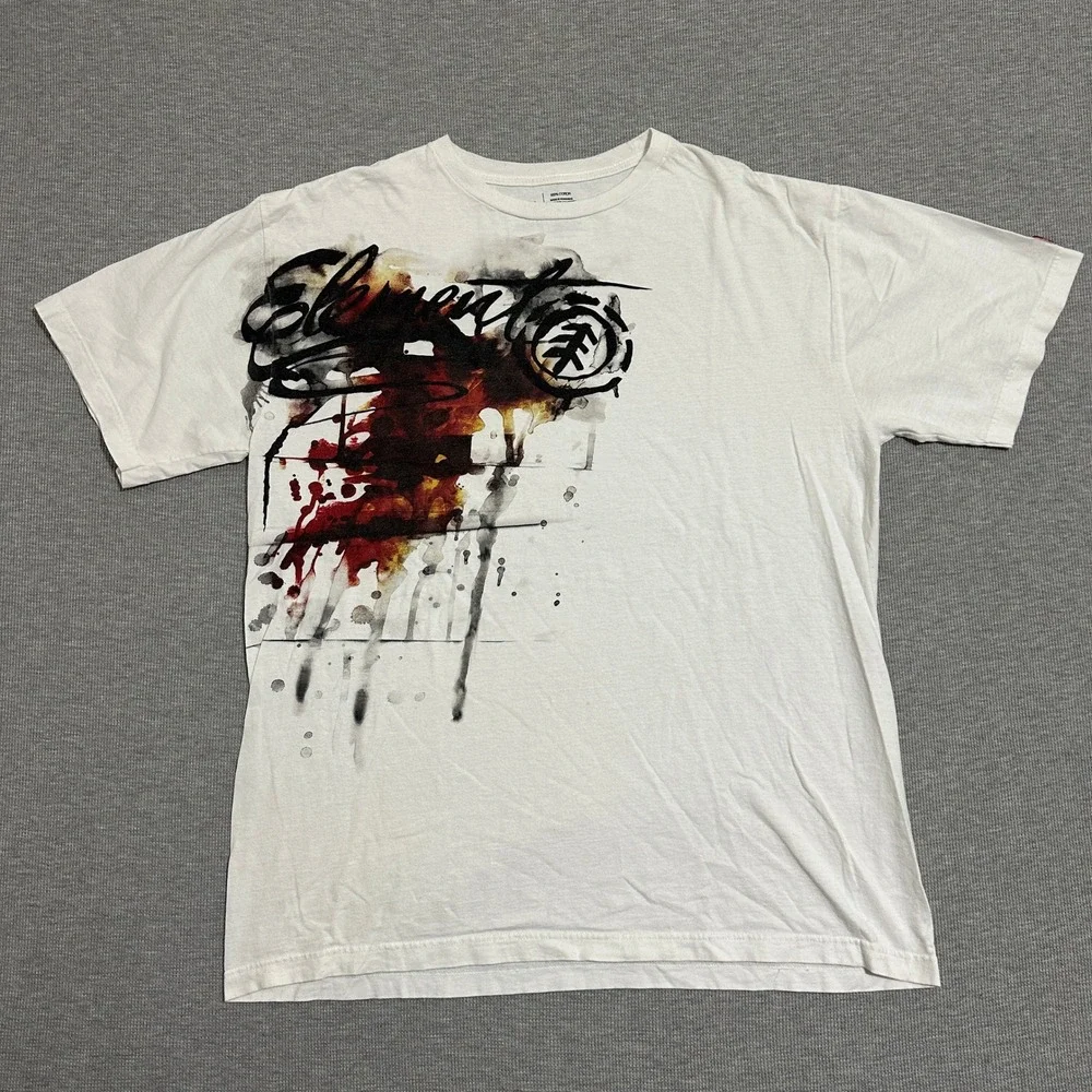 Element Graphic T-Shirt Short Sleeve Skateboard‎ Streetwear Logo White Mens XL